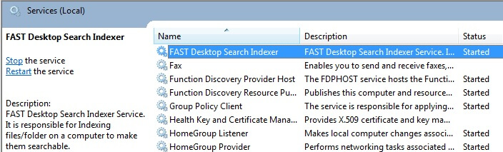 FAST Desktop Search Service FAST Desktop Search Service